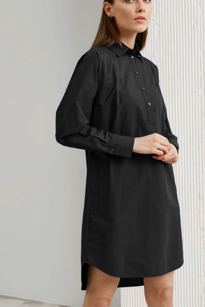 Платье, демисезонное, черное, на каждый день, текстиль и хлопок BURVIN 8703-81 1 - фото 2