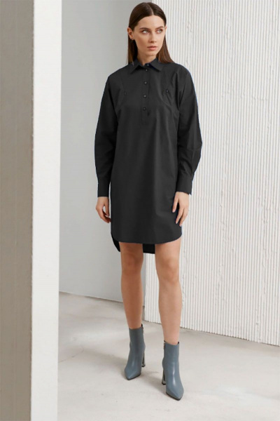 Платье, демисезонное, черное, на каждый день, текстиль и хлопок BURVIN 8703-81 1 - фото 1