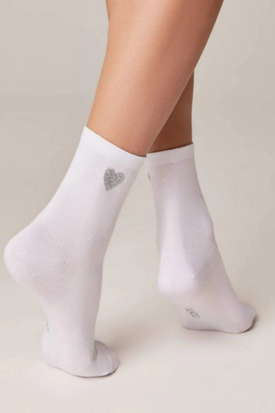 Белые хлопковые носки с сияющим рисунком CONTE CONTE_CLASSIC_427 белый - фото 2