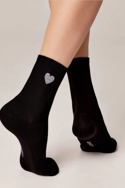 Черные хлопковые носки с сияющим рисунком CONTE CONTE_CLASSIC_427 черный - фото 2