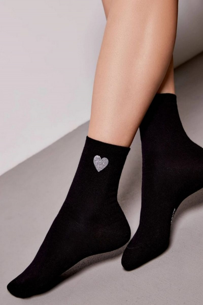 Черные хлопковые носки с сияющим рисунком CONTE CONTE_CLASSIC_427 черный - фото 1