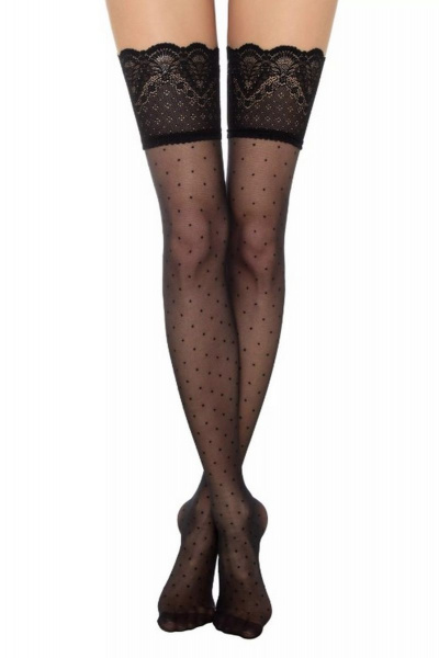 Чулки в горошек из трикотажа на каждый день CONTE Fantasy_Happy nero - фото 3