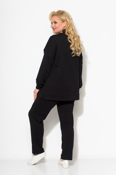 Черные спорткомплект с-зауженными брюками и длинным свитшотом STEFANY 2061 черный - фото 5