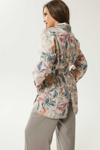 Брюки, жакет Mislana С946 цветы+серый - фото 9