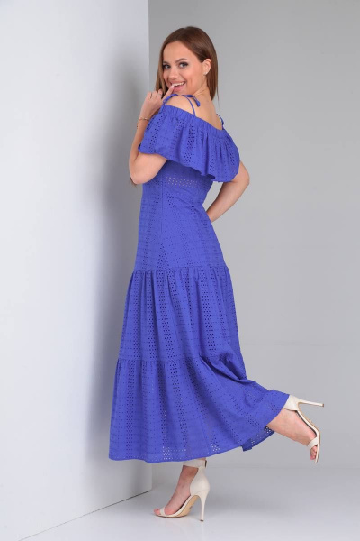 Платье летнее с шитьем и завязывающимися бретелями TVIN 7630 василек - фото 8