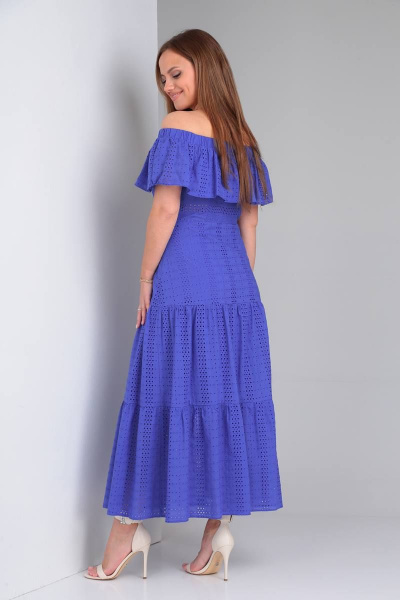Платье летнее с шитьем и завязывающимися бретелями TVIN 7630 василек - фото 4