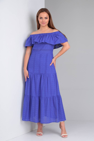 Платье летнее с шитьем и завязывающимися бретелями TVIN 7630 василек - фото 1