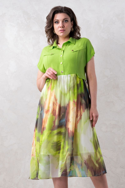 Платье из вискозы и текстиля с карманами и шифоновой нижней частью Avanti 1215-9 - фото 3