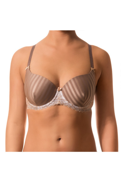 Бюстгальтер кружево трикотаж на каждый день Lisse Lingerie F-010 молочный_шоколад - фото 2