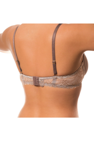 Бюстгальтер кружево трикотаж на каждый день Lisse Lingerie F-010 молочный_шоколад - фото 4
