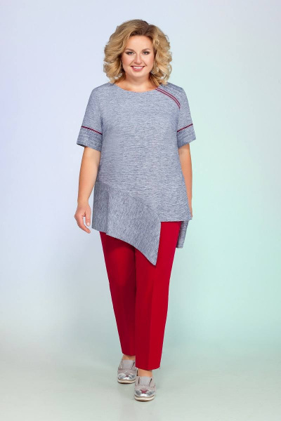 Костюм женский демисезонный с асимметричной блузой и брюками Vitol Fashion В-2511 - фото 1