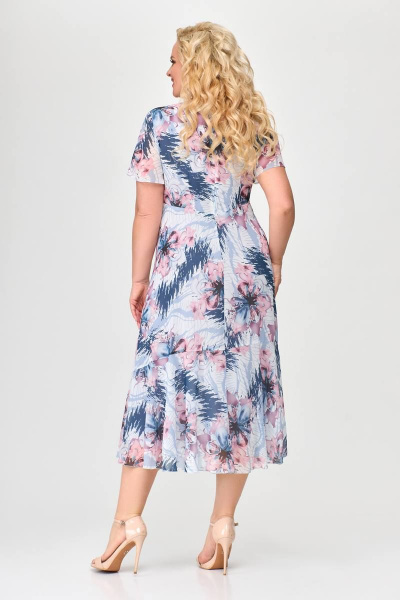 Платье прилегающего силуэта из шифона с косым кроем и V-образным вырезом Slaviaelit 428-1 серо-пудровый - фото 2