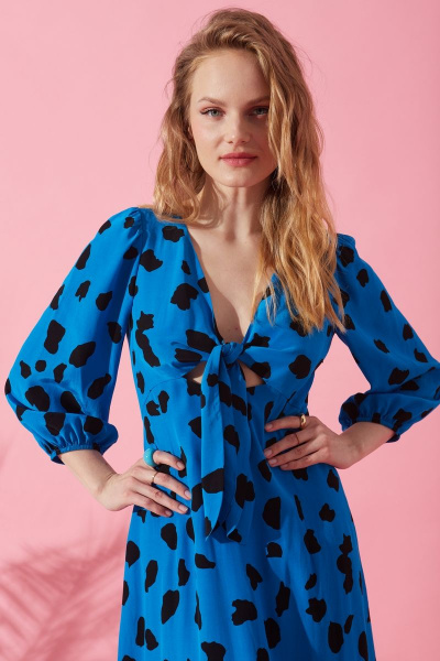 Платье полуприлегающее с завязками и рукавами ниже локтя DAVYDOV 6282 - фото 2