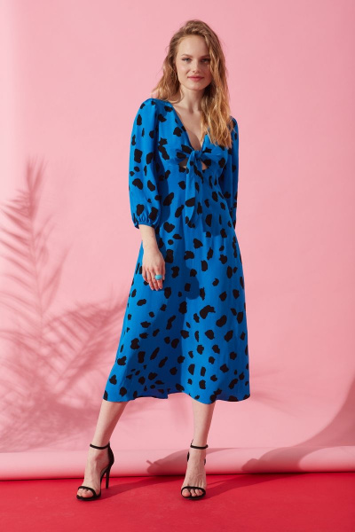 Платье полуприлегающее с завязками и рукавами ниже локтя DAVYDOV 6282 - фото 1