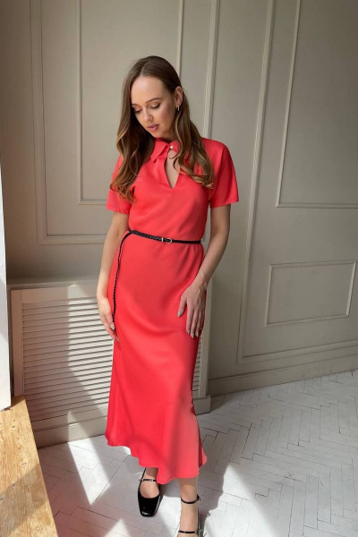 Элегантное миди платье из атласа с вырезом капелька PUR PUR 11-195/3 - фото 2