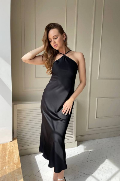 Платье-комбинация из плательного атласа с завязками PUR PUR 11-201 - фото 2