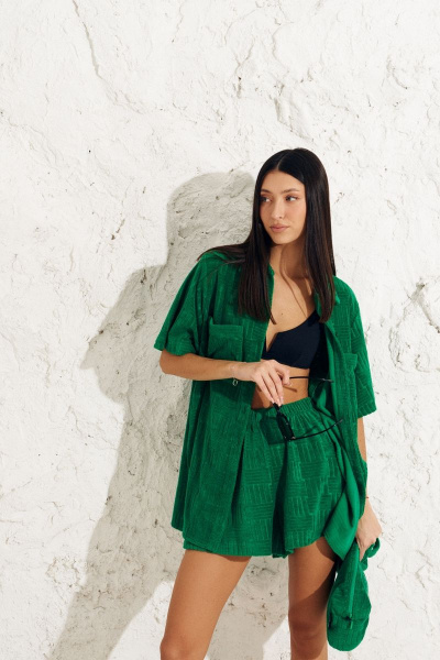 Летние яркие шорты из махровой ткани с карманами ANNETE A339/1 - фото 2