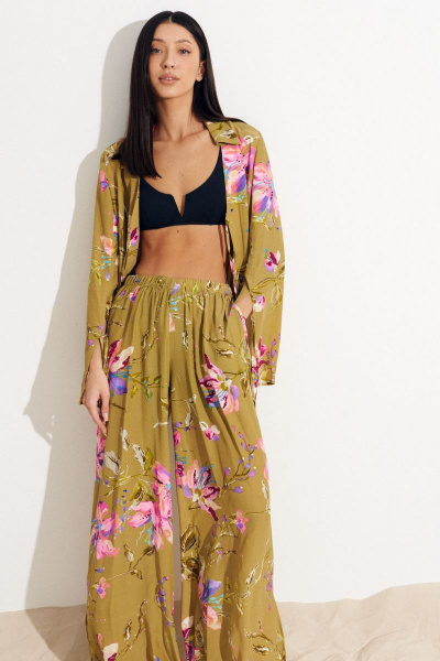 Брюки и рубашка из вискозы цветочный принт свободный крой ANNETE A4149 - фото 3