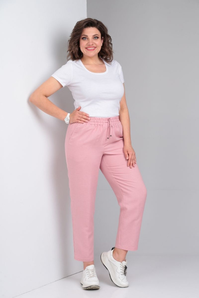 Брюки из льна свободного к низу с резинкой и карманами Lady Secret 0168 фламинго - фото 6