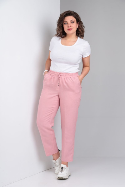 Брюки из льна свободного к низу с резинкой и карманами Lady Secret 0168 фламинго - фото 5