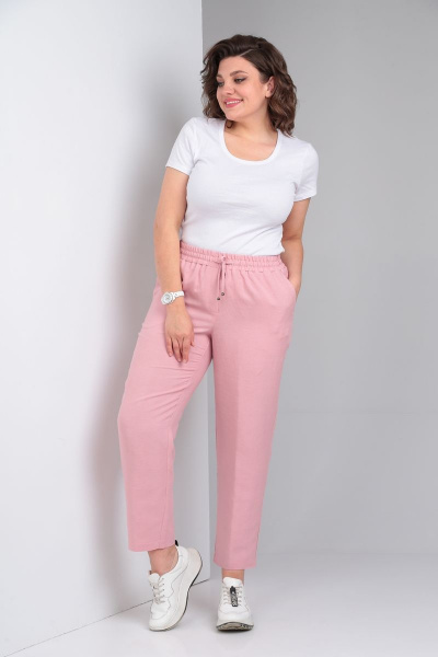 Брюки из льна свободного к низу с резинкой и карманами Lady Secret 0168 фламинго - фото 4