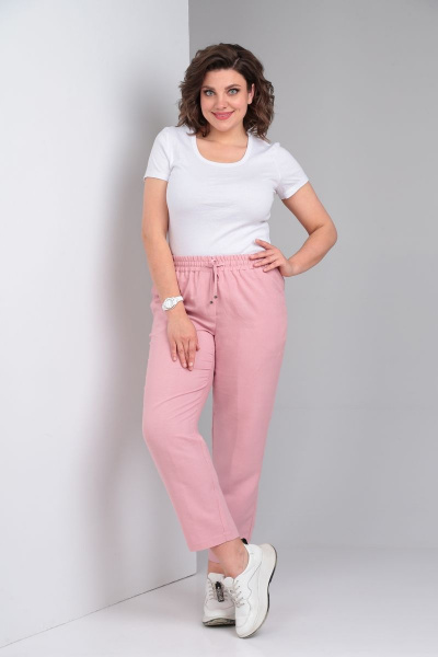 Брюки из льна свободного к низу с резинкой и карманами Lady Secret 0168 фламинго - фото 1