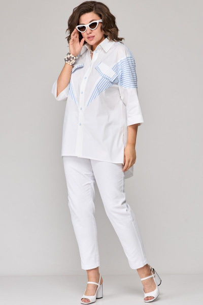 Блуза EVA GRANT 7183-1 белый_с_принтом - фото 3