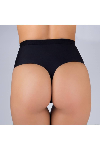 Черные трусы-стринг из плотного эластичного фри-кат полотна Verally 1137-1 черный - фото 2