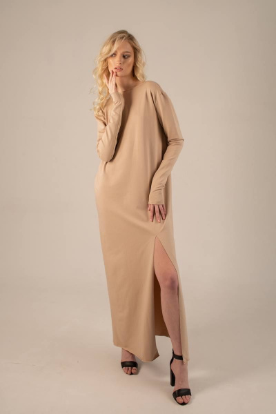 Платье из хлопка на каждый день LA LIBERTE DN04 бежевый(164) - фото 1
