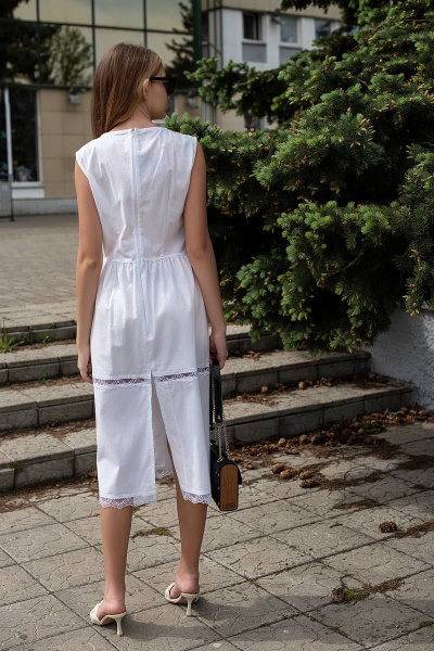 Белый летний сарафан с кружевом до колена Tanya Arzhanova ТА494 - фото 4