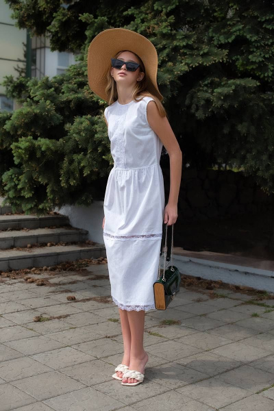 Белый летний сарафан с кружевом до колена Tanya Arzhanova ТА494 - фото 2