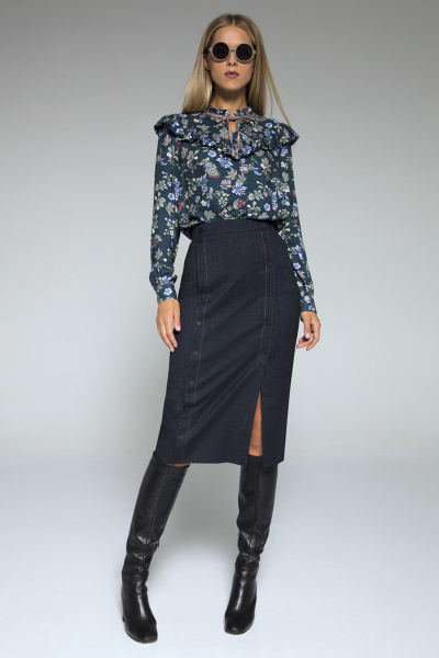 Юбка LaVeLa L20043 темно-синий - фото 1