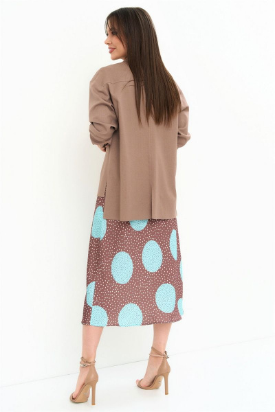 Льняное платье и блуза на каждый день с коротким рукавом Магия моды 2244 какао_голубой - фото 3