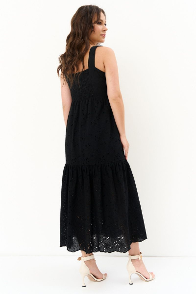 Сетчатый хлопковый сарафан с вышивкой и карманами Магия моды 2275 черный - фото 2