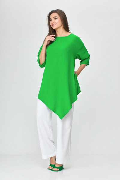 Блуза женская летняя свободного силуэта с карманами Abbi 4008 салатовый - фото 6