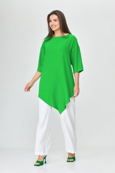 Блуза женская летняя свободного силуэта с карманами Abbi 4008 салатовый - фото 3