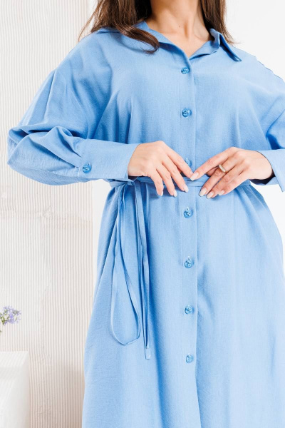 Платье свободного кроя с пуговицами и карманами SandyNa 130128 голубой - фото 6