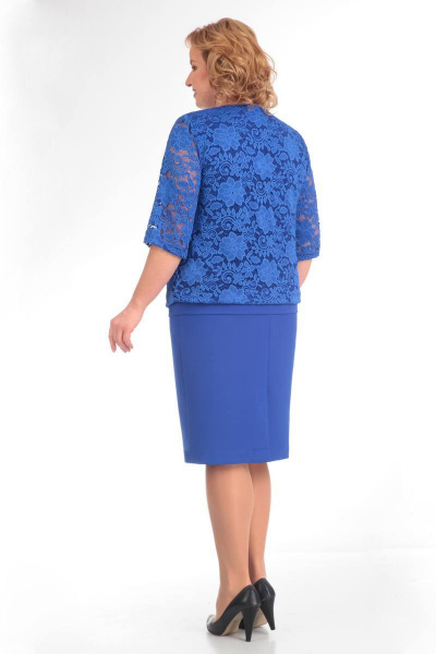 Нарядное кружевное платье с зауженной нижней частью TrikoTex Stil М5316 василек - фото 2