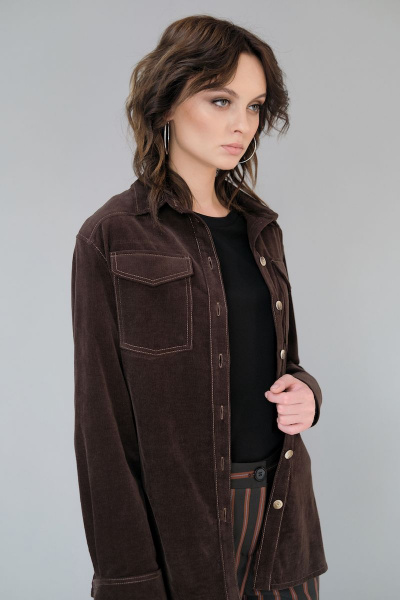 Коричневая рубашка из текстиля и хлопка Motif 1358 - фото 3