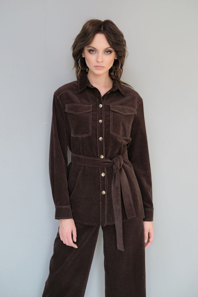 Коричневая рубашка из текстиля и хлопка Motif 1358 - фото 4