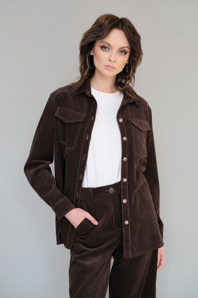 Коричневая рубашка из текстиля и хлопка Motif 1358 - фото 1