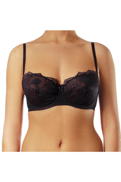 Бюстгальтер кружево и трикотаж черный для каждодневной носки Lisse Lingerie М-001 черный - фото 2