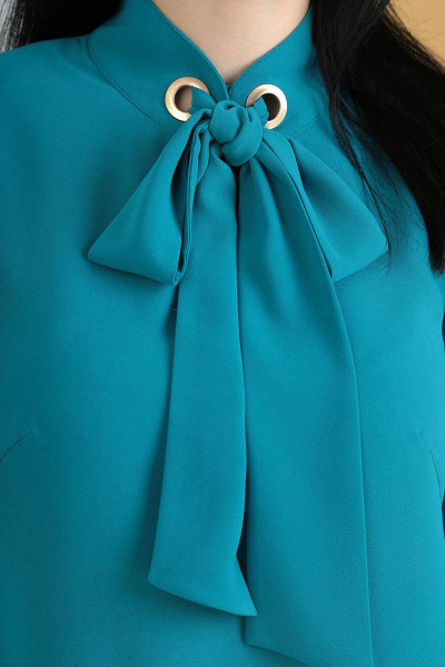 Демисезонное платье из текстиля с длиной 90 см Liona Style 708 бирюза - фото 3