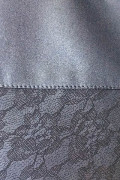 Юбка-карандаш из экокожи и кружева с молнией Klever 279 черный_кружево - фото 2