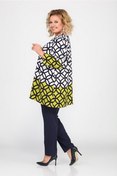 Блуза свободного кроя с V-образным вырезом и стразами в деловом стиле Djerza 077 круги - фото 6