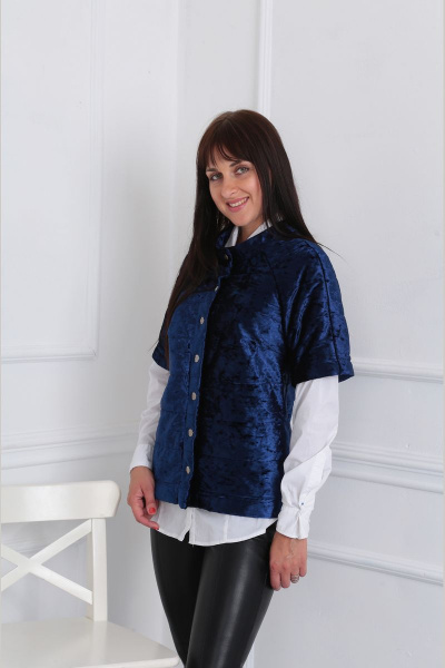 Жилет стеганый из велюра с контрастной подкладкой VIA-Mod 422 - фото 1