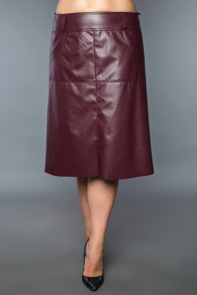 Демисезонная трапециевидная юбка из эко-кожи Avila 0671 бордовый - фото 1