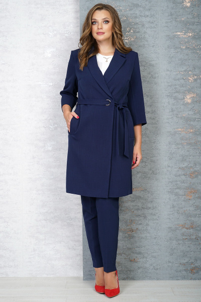Блуза, брюки, пальто Белтрикотаж 6760/1 темно-синий - фото 7