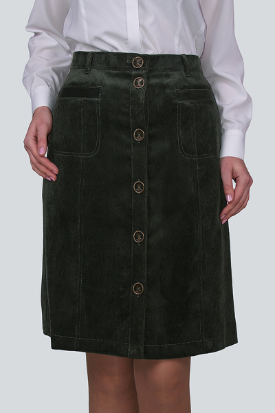 Юбка демисезон без подкладки с накладными карманами Zlata 1967 зеленый - фото 1
