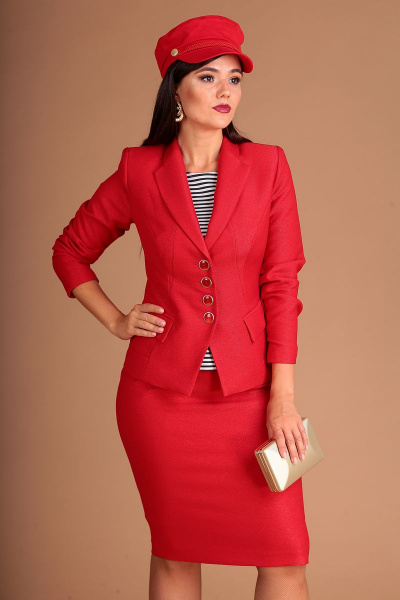 Жакет, юбка Мода Юрс 2224 красный - фото 5